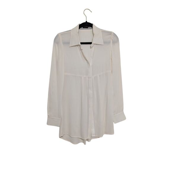 Alice + Olivia Employed Mackenzie Long Sleeve Button Down Shirt Silk Cream White - Picture 1 of 4